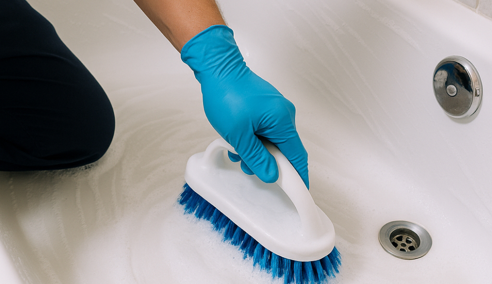 Cleaning of bathtub, bathtub drain, and windows
